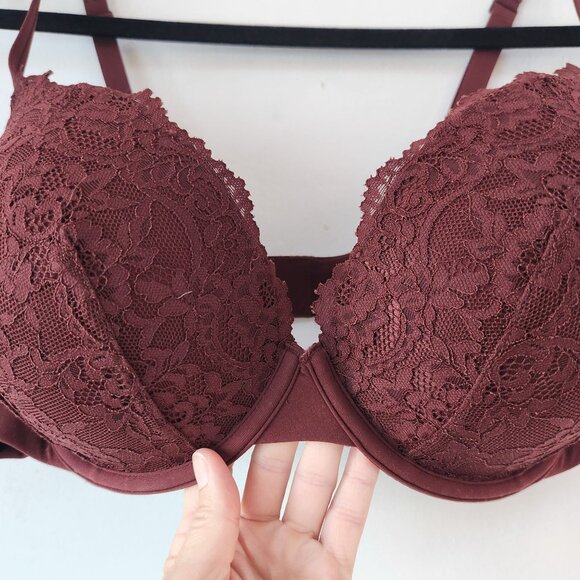 Skims Lace Padded Push-Up Bra Plum Purple Adjustable Straps Women's 42C - Picture 3 of 6